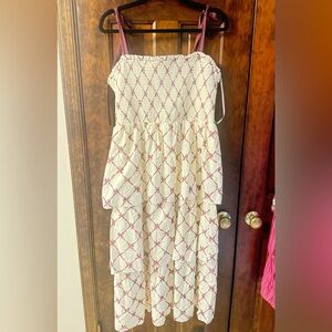 Francesca's Collections Cream and Red Midi Dress